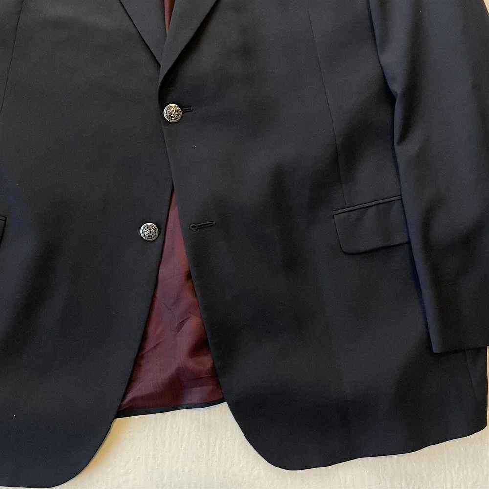 Paul Dione 48L Navy‎ Blue Silver Button Wynnwood Wool Blazer Sport Coat Jacket